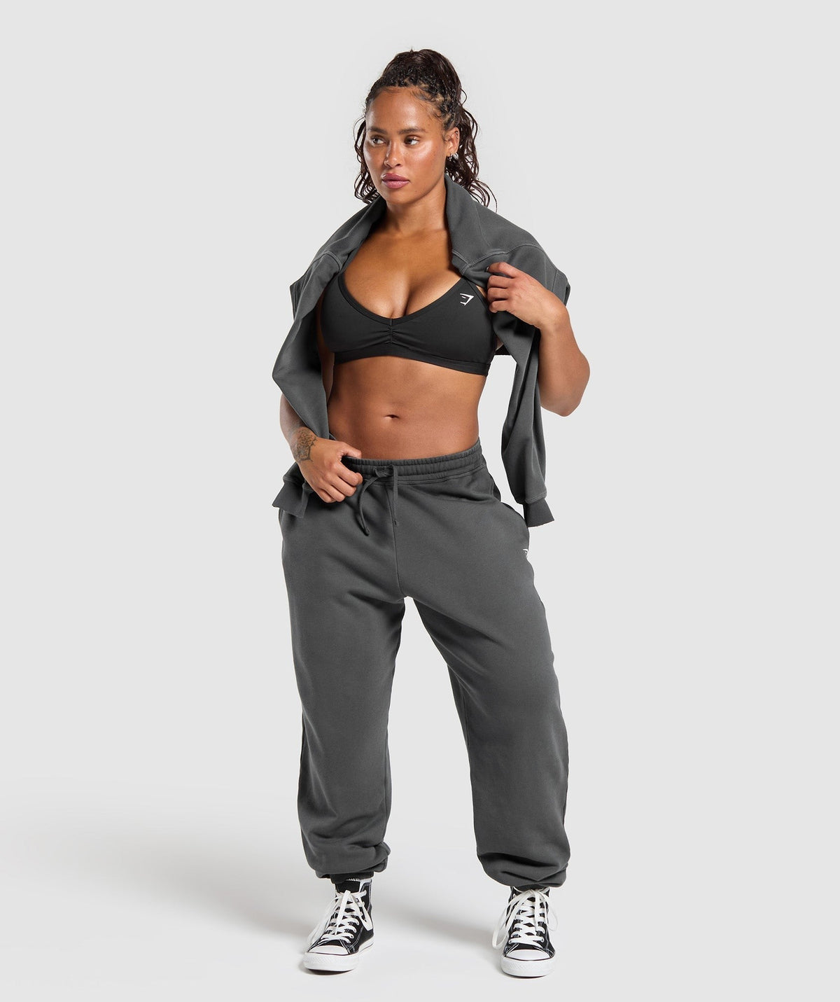 Gymshark Gains Washed Loopback Joggers - Asphalt Grey/Black/Spray Dye