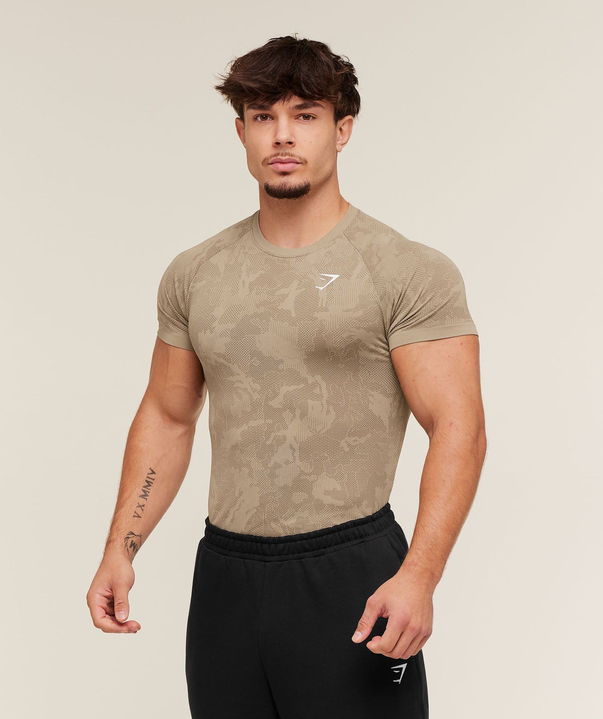 Gymshark Geo Seamless Tee - Cement Brown/Soul Brown