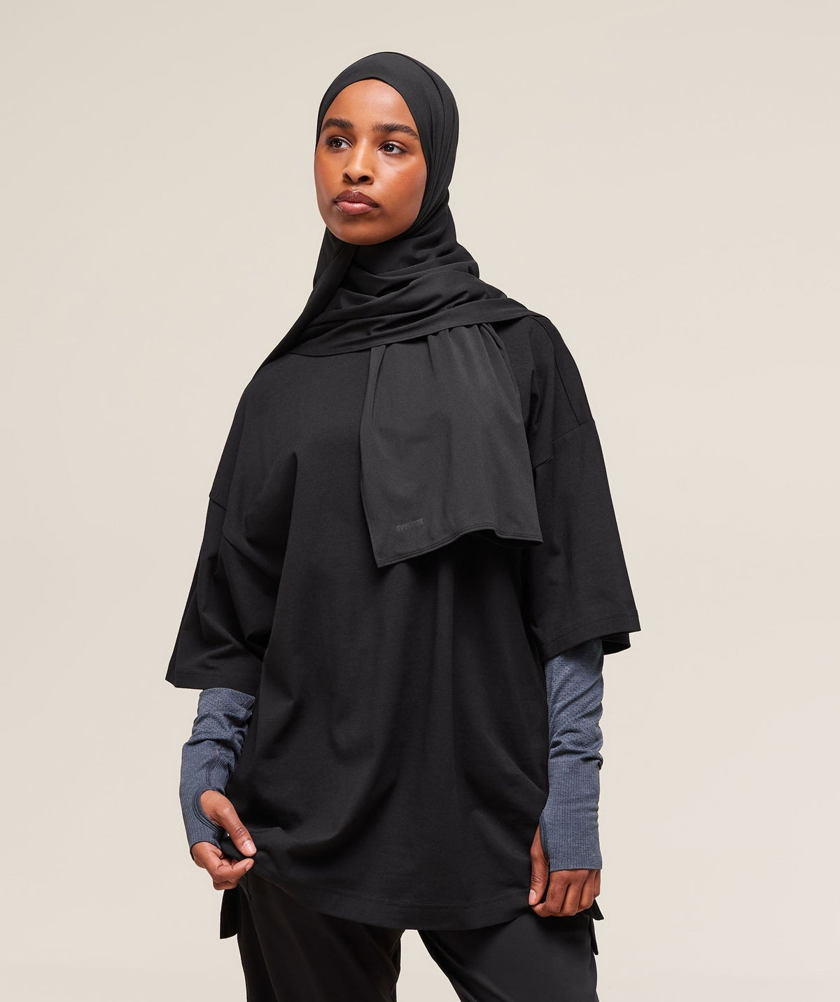 Gymshark Covered Longline Cotton Tee - Black