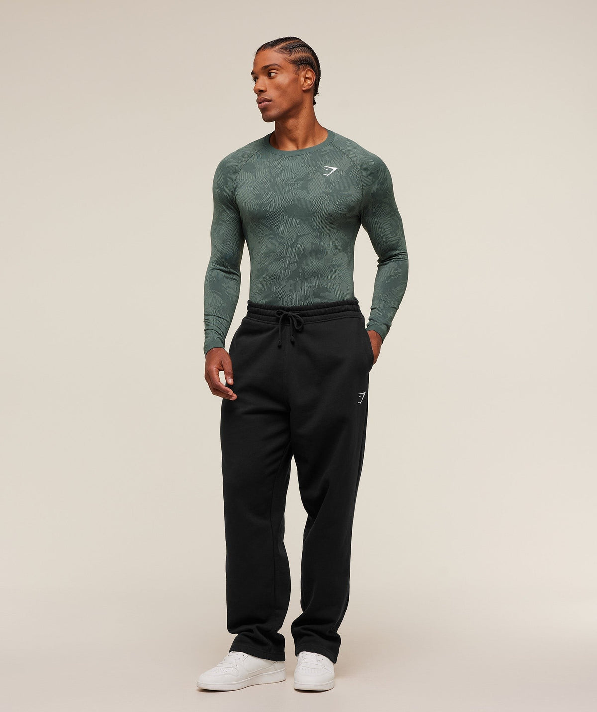 Gymshark Geo Seamless Long Sleeve Tee - Slate Teal/Denim Grey