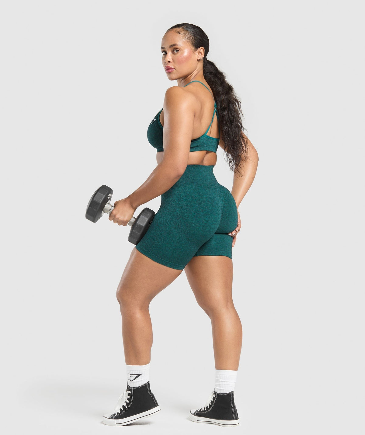 Gymshark Lift Seamless High-Rise Shorts - Functional Teal/Black Marl
