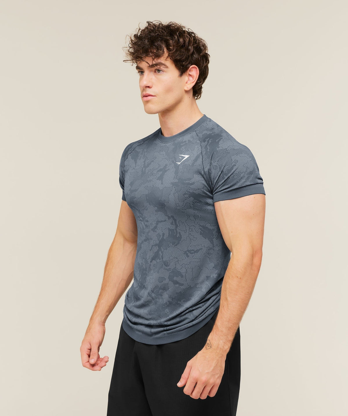 Gymshark Geo Seamless Tee - Shadow Blue/Tranquil Blue