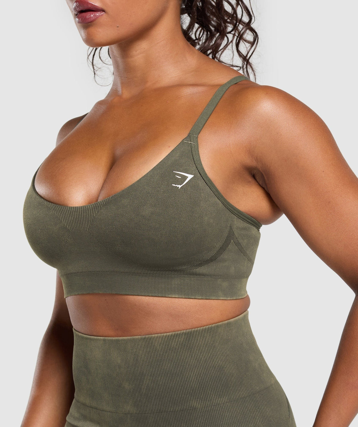 Gymshark Gains Seamless Washed Sports Bra - Strength Green/Wash
