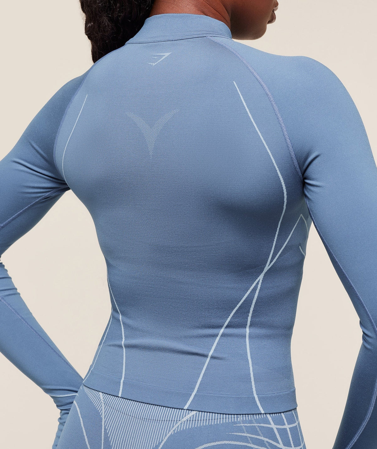 Gymshark Apex Seamless 1/4 Zip Pullover - Worn Blue/Gentle Blue