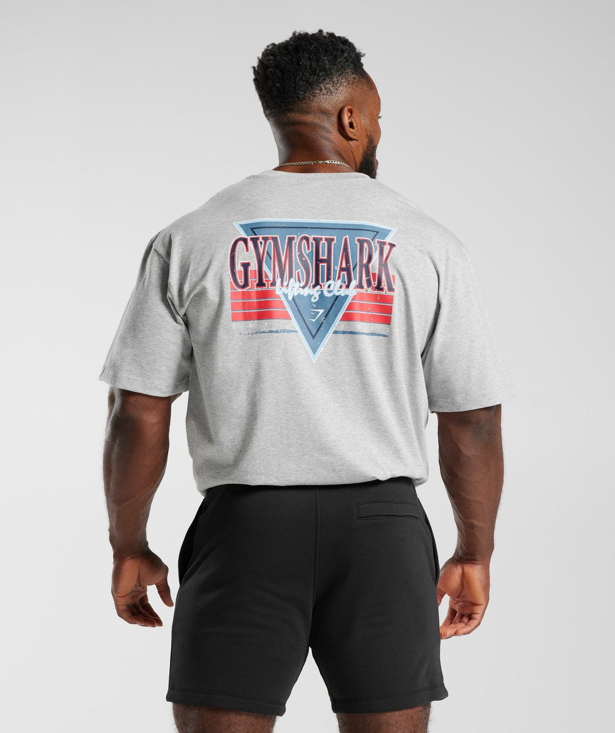 Gymshark Retrowave Oversized Tee - Light Grey Core Marl