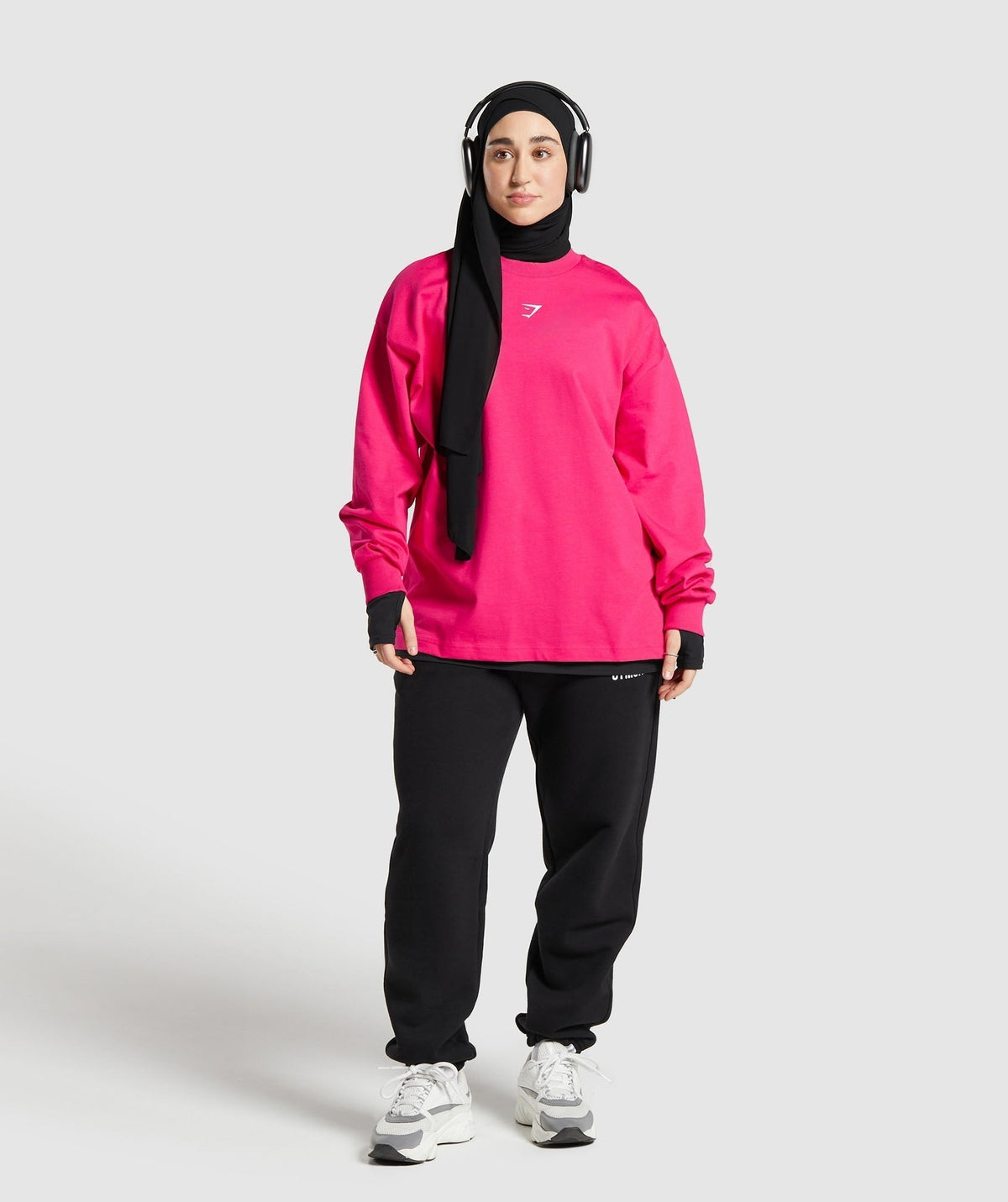 Gymshark X Leana Deeb Graphic Oversized Long Sleeve Top - Impact Pink