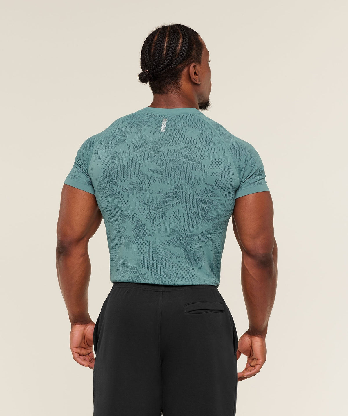 Gymshark Geo Seamless Tee - Storm Blue/Stealth Blue