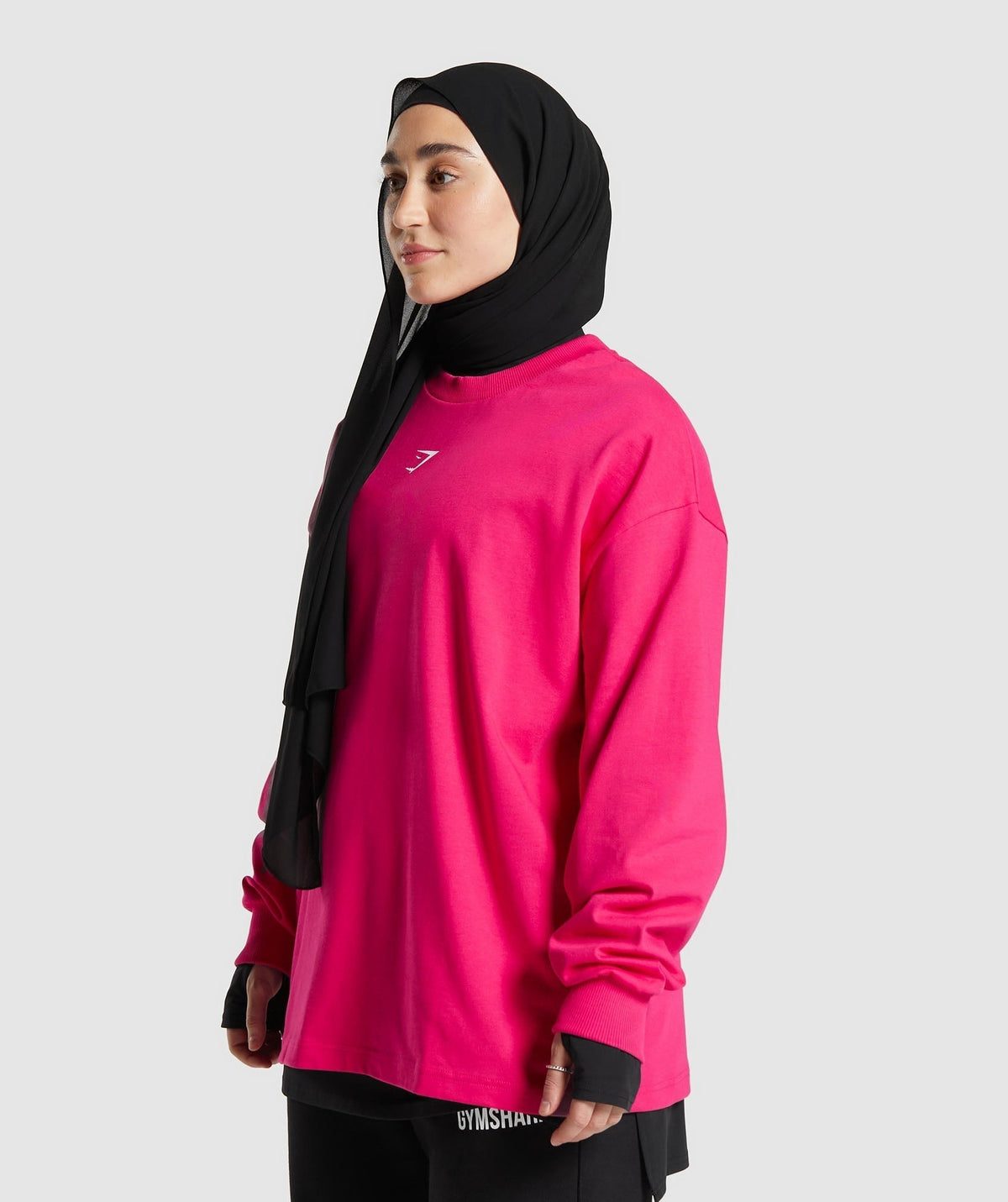 Gymshark X Leana Deeb Graphic Oversized Long Sleeve Top - Impact Pink