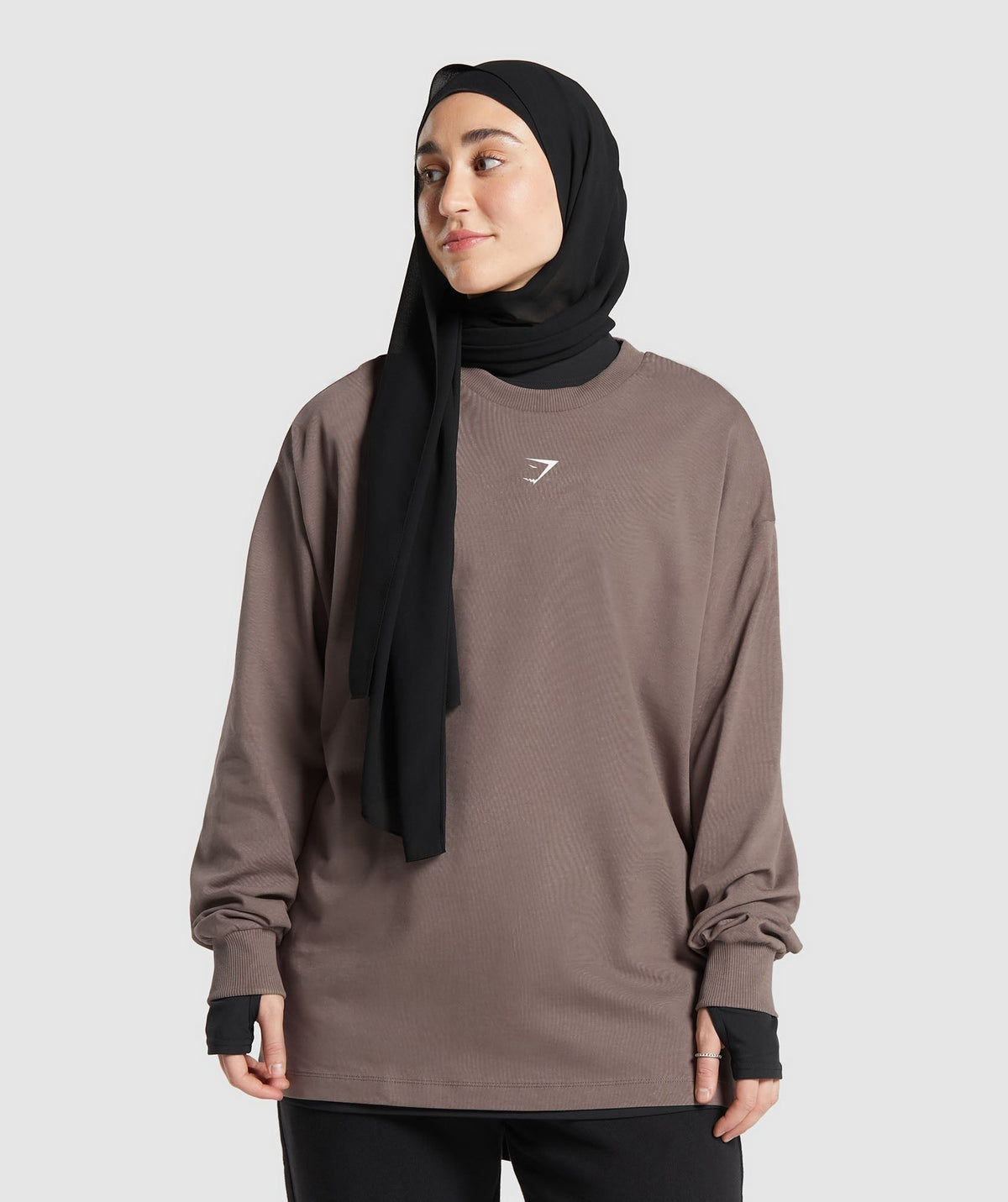 Gymshark X Leana Deeb Graphic Oversized Long Sleeve Top - Brown