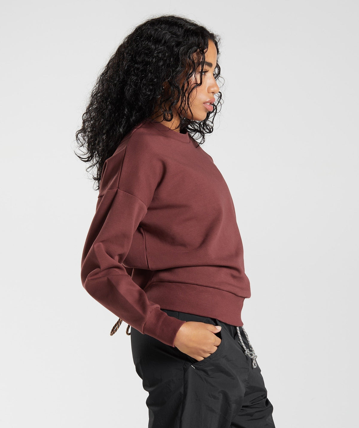 Gymshark Retake Sweat Crew - Cherry Brown