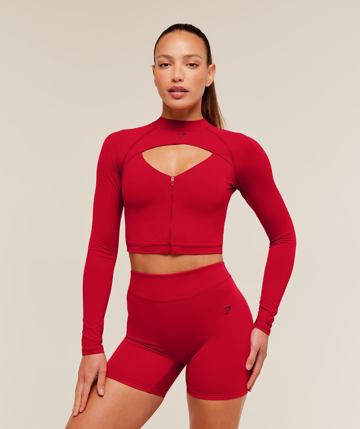Gymshark Dipped Long Sleeve 1/4 Zip Jacket - Carmine Red