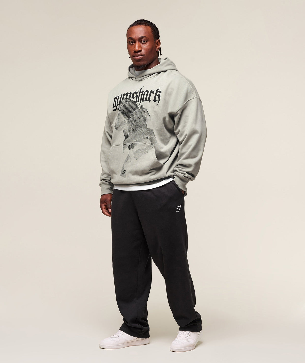 Gymshark Prayer Hands Hoodie - Stone Grey