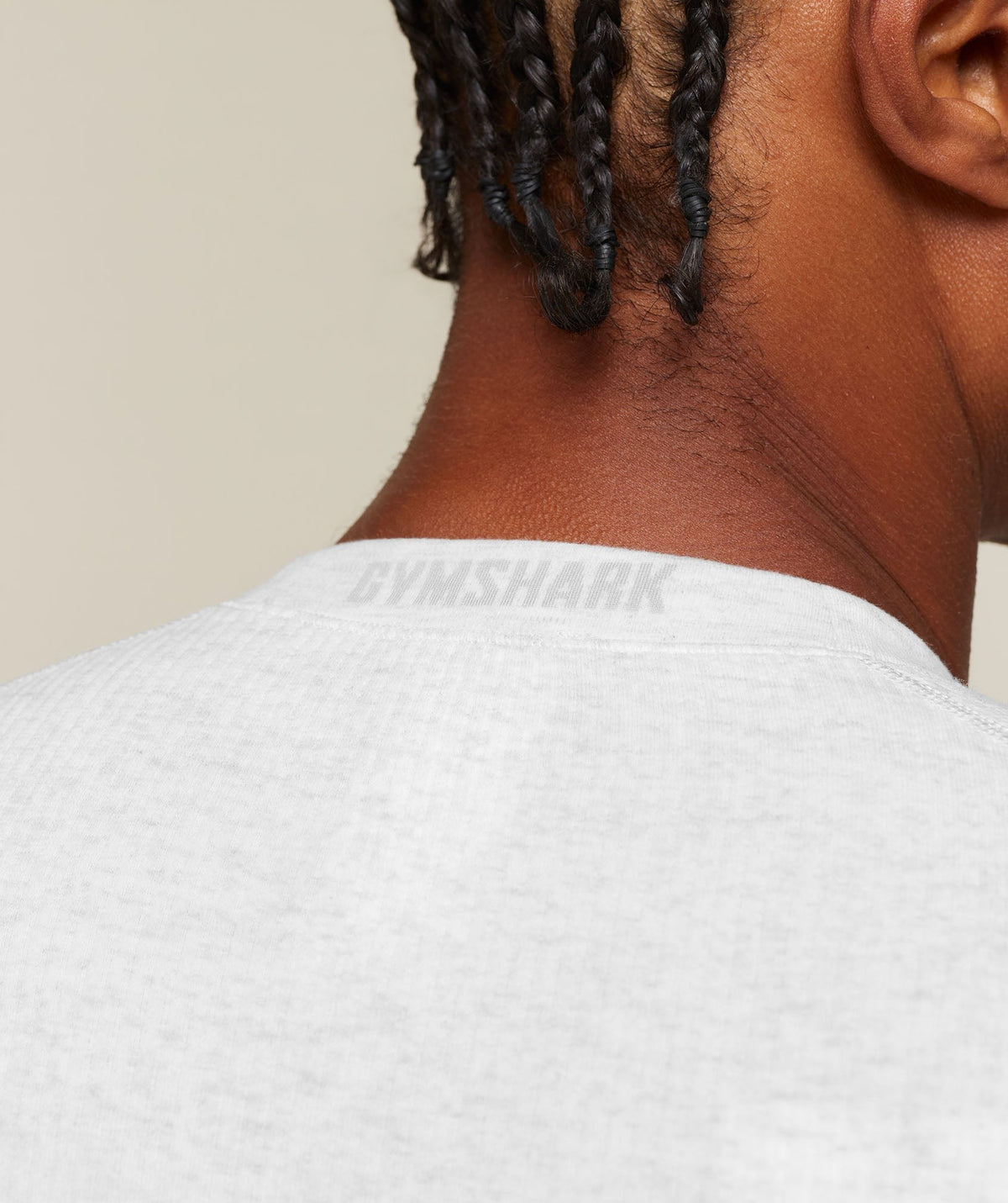 Gymshark Cotton Seamless Long Sleeve Tee - White Grey Marl