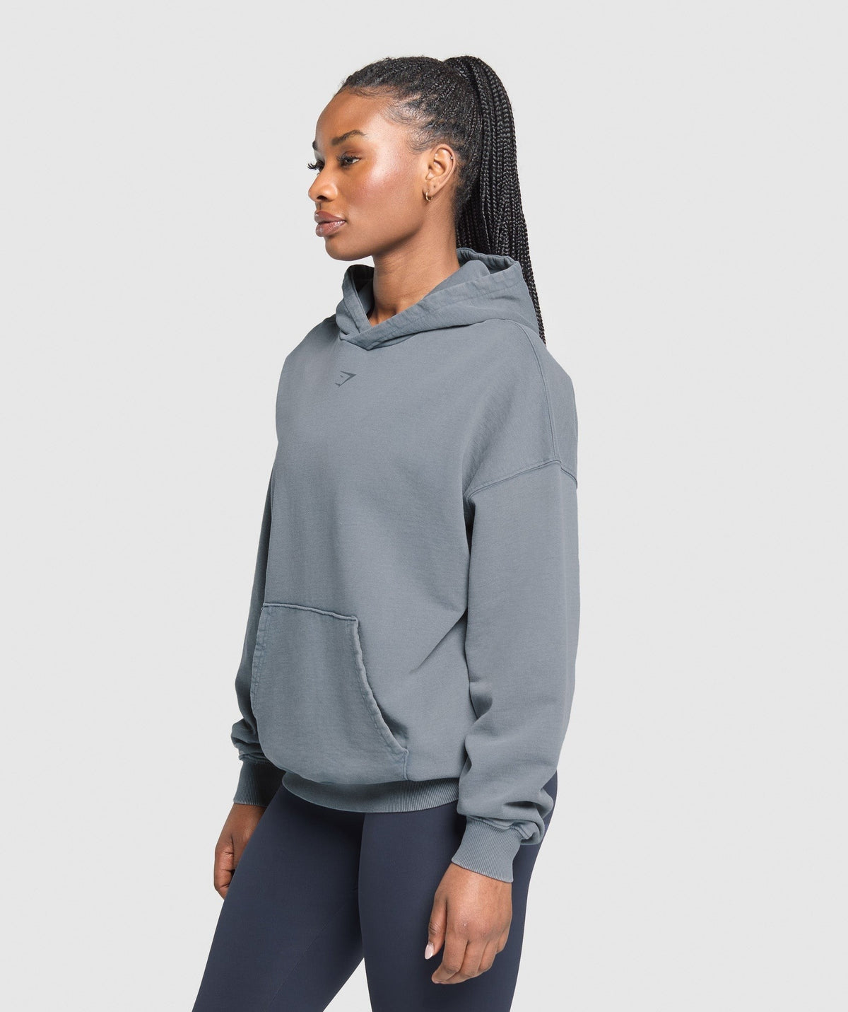 Gymshark 66 Washed Graphic Oversized Hoodie - Iron Blue/Wash