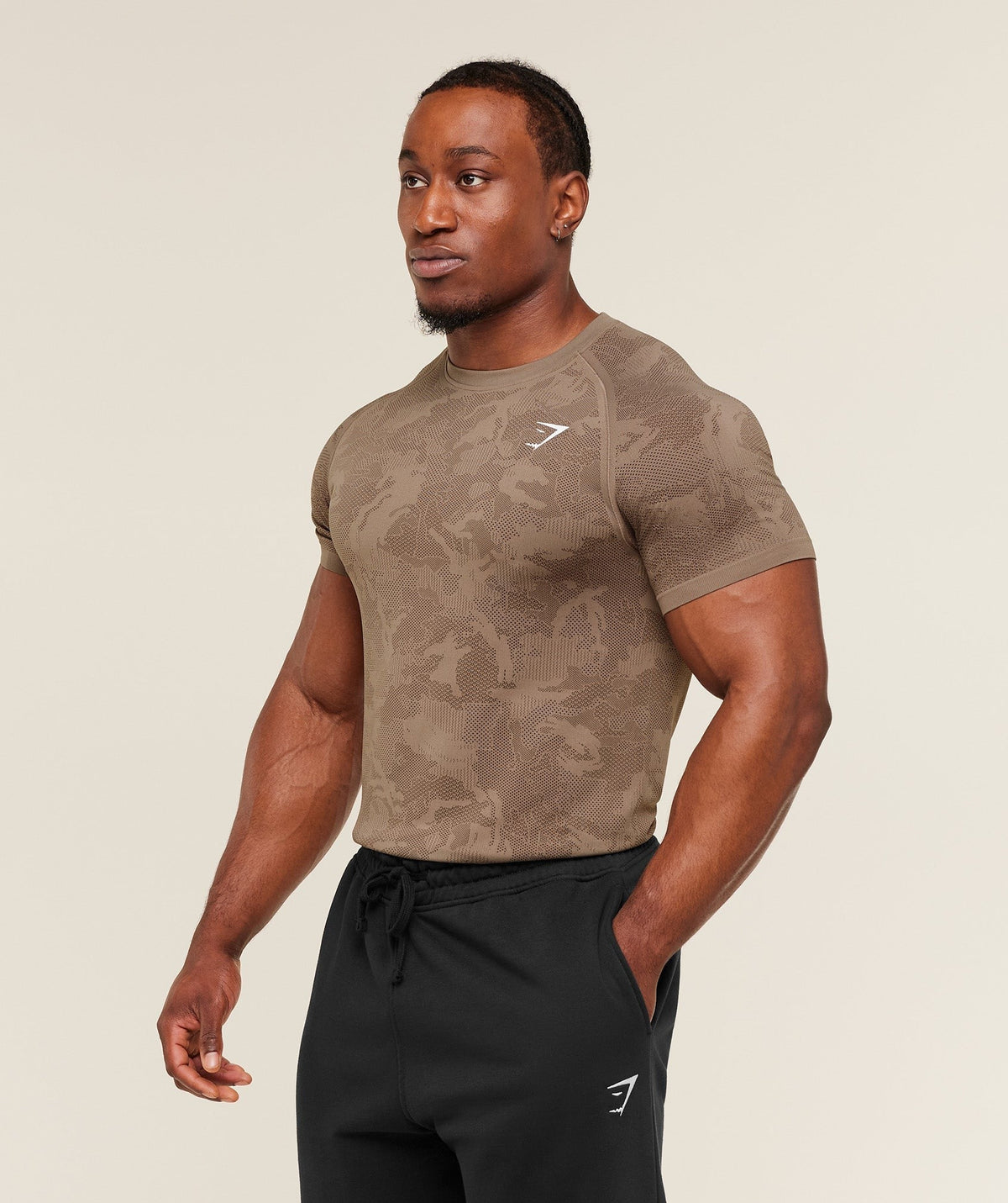 Gymshark Geo Seamless Tee - Lifestyle Brown/Archive Brown