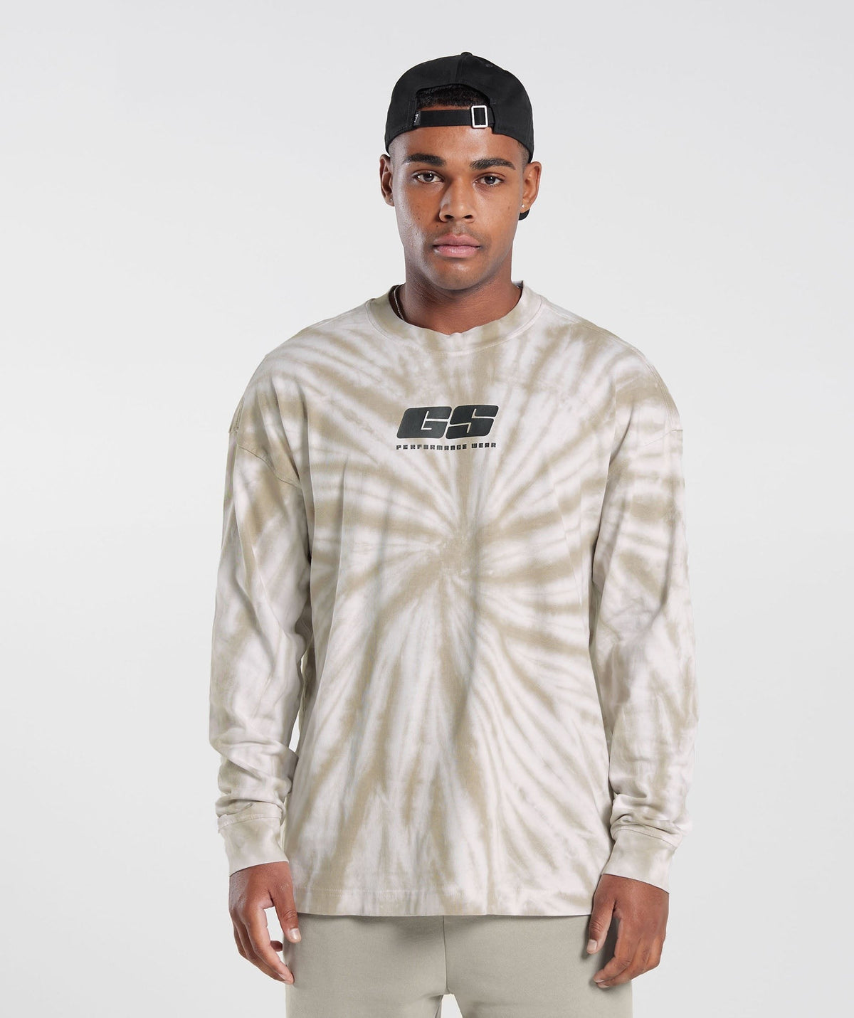 Gymshark Rest Day Long Sleeve Tee - White/Mushroom Brown/Spiral Optic Wash
