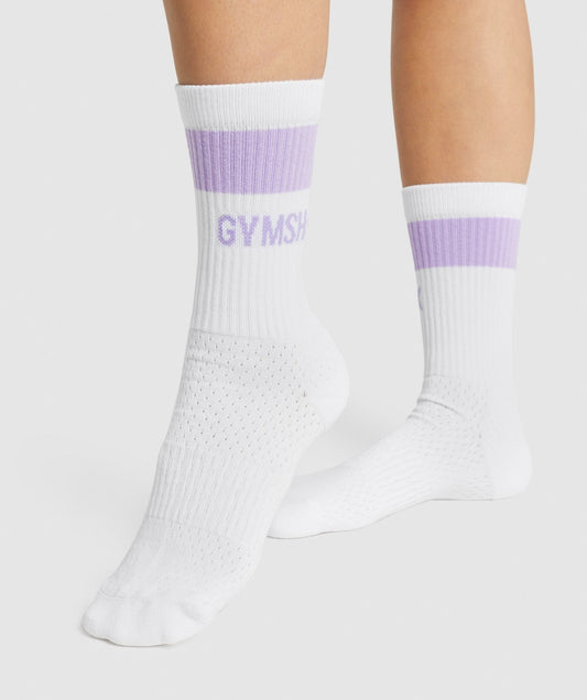 Gymshark Premium Logo Crew Socks - White