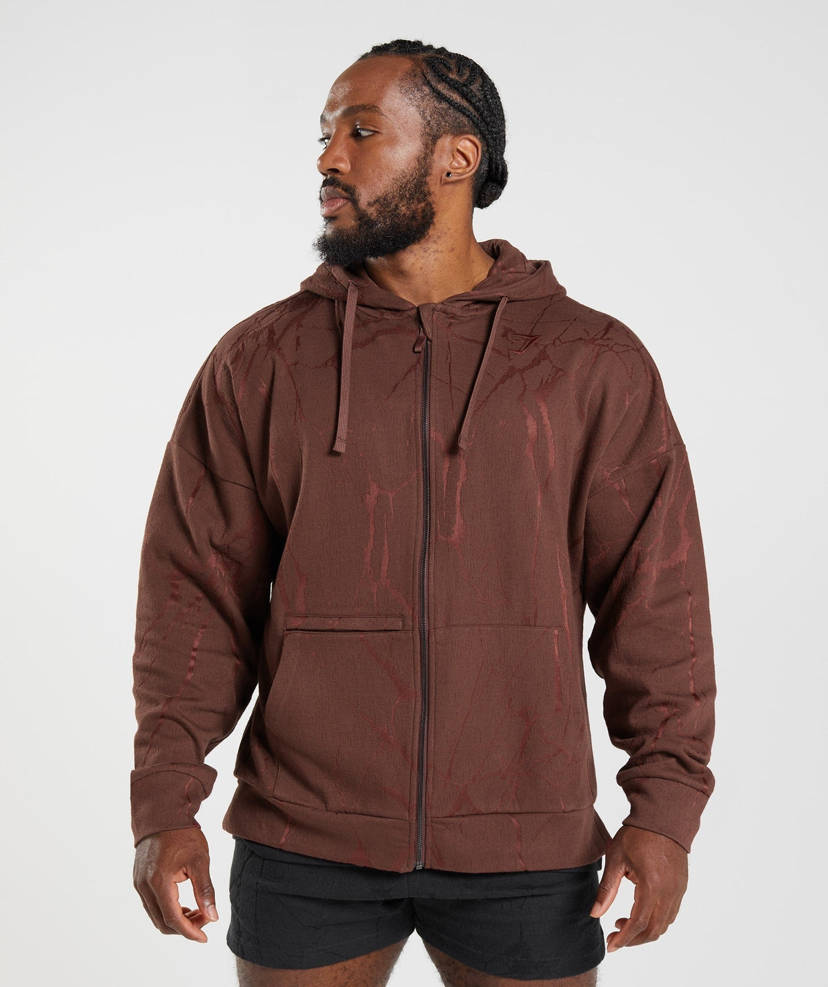 Gymshark Power Zip Hoodie - Cherry Brown