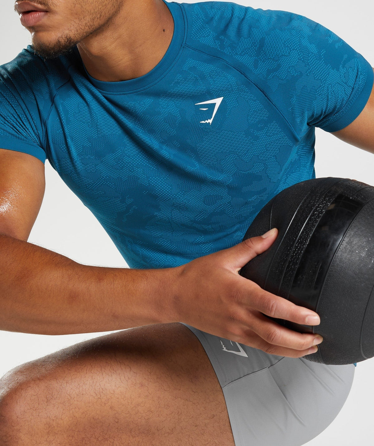 Gymshark Geo Seamless Tee - Atlantic Blue/Shark Blue