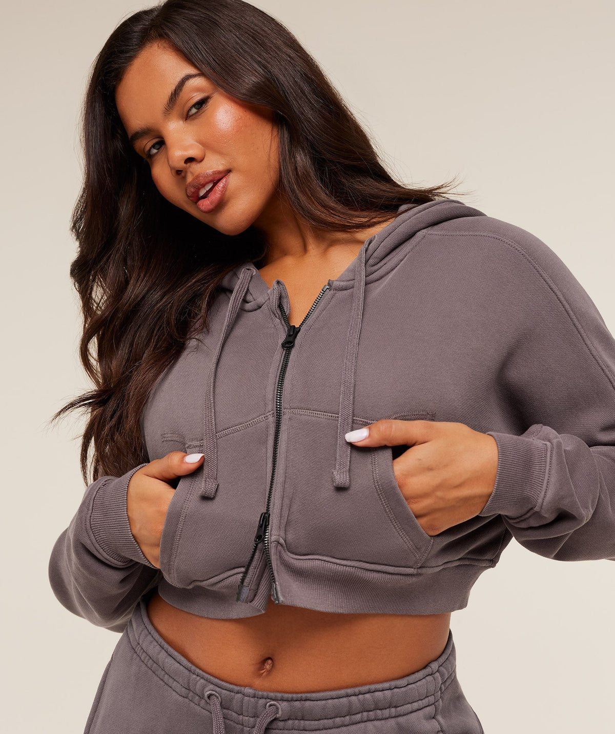 Gymshark Pump Zip Through Hoodie - Cool Brown/Wash
