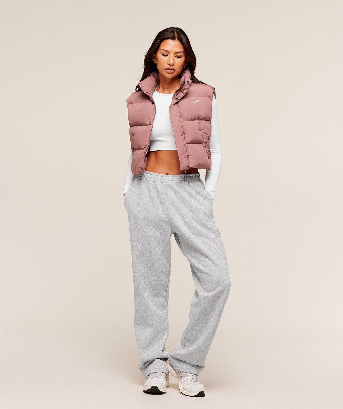 Gymshark Cropped Midi Gilet - Brick Brown