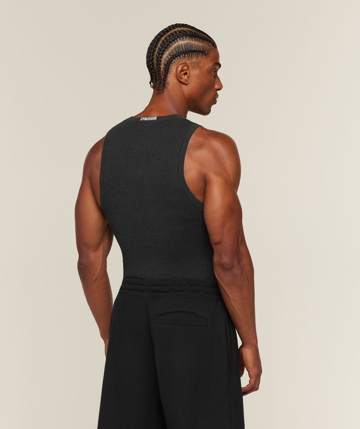 Gymshark Cotton Seamless Sleeveless Top - Black Marl