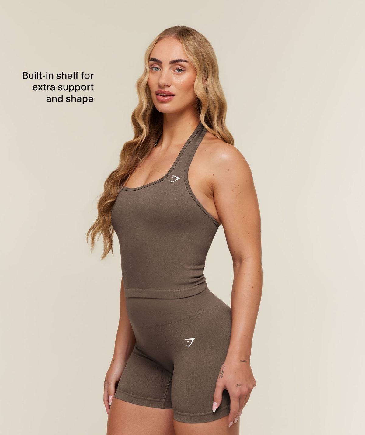 Gymshark Adapt Solid Halter Neck Tank - Soft Brown