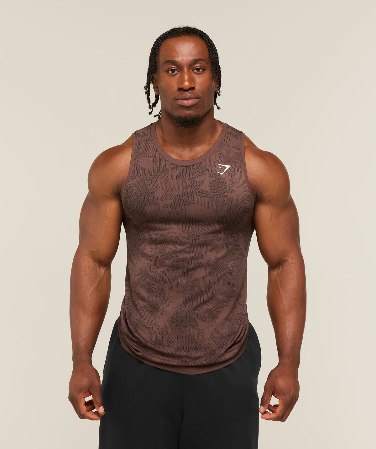 Gymshark Geo Seamless Tank - Espresso Brown/Black