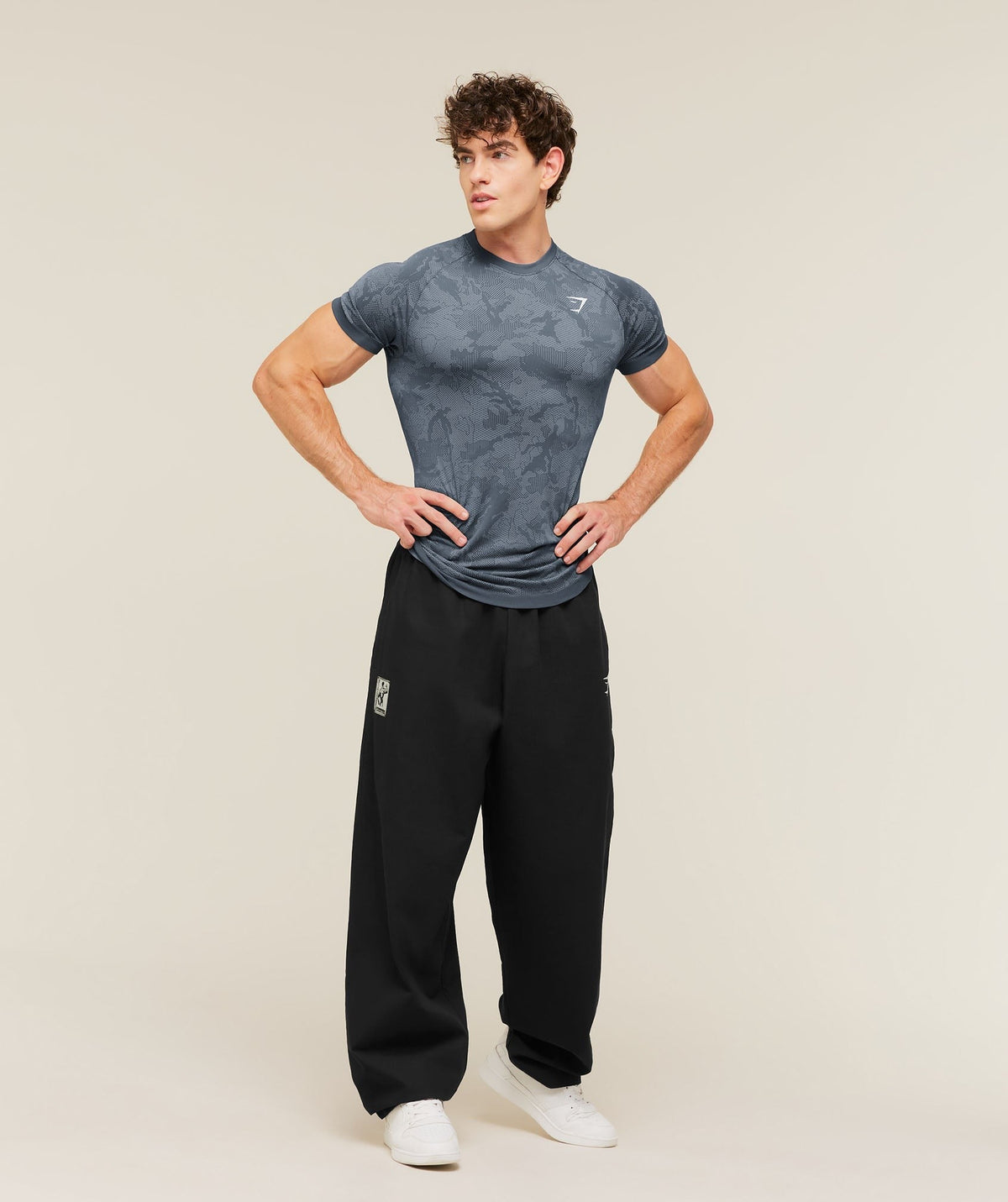 Gymshark Geo Seamless Tee - Shadow Blue/Tranquil Blue