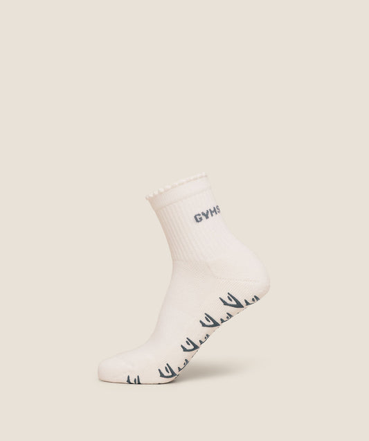 Gymshark Frill Pilates Midi Sock - Soft White/Iron Blue