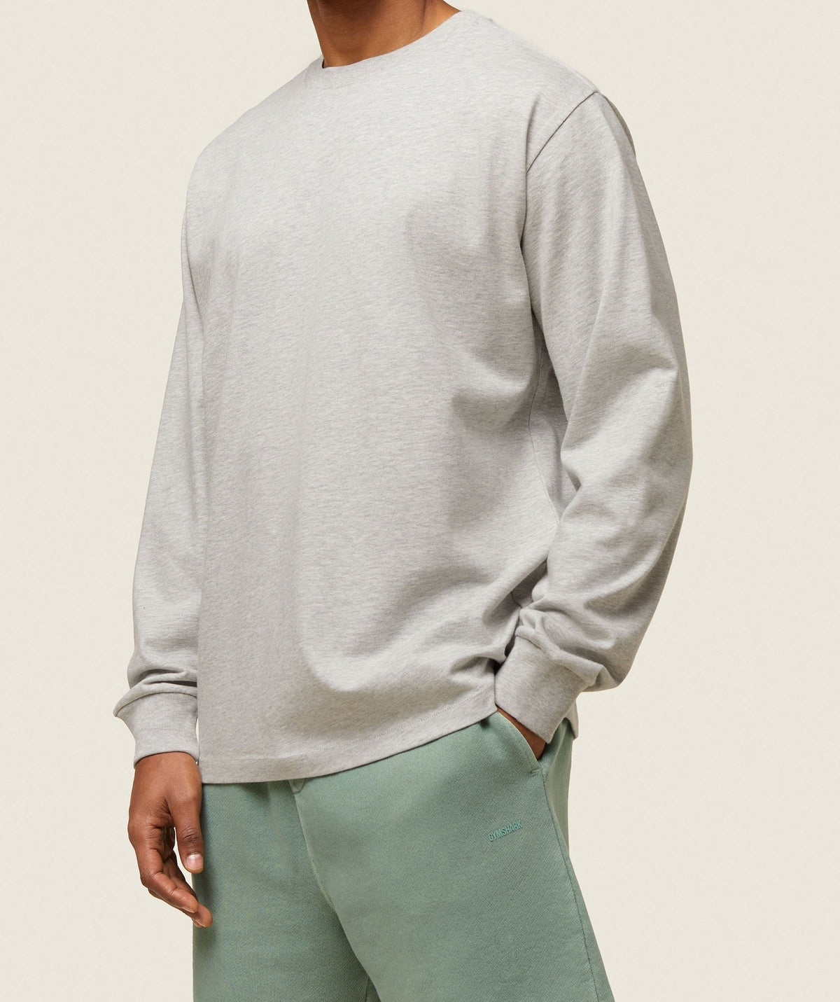 Gymshark Lifestyle Relaxed Long Sleeve Tee - Light Grey Core Marl