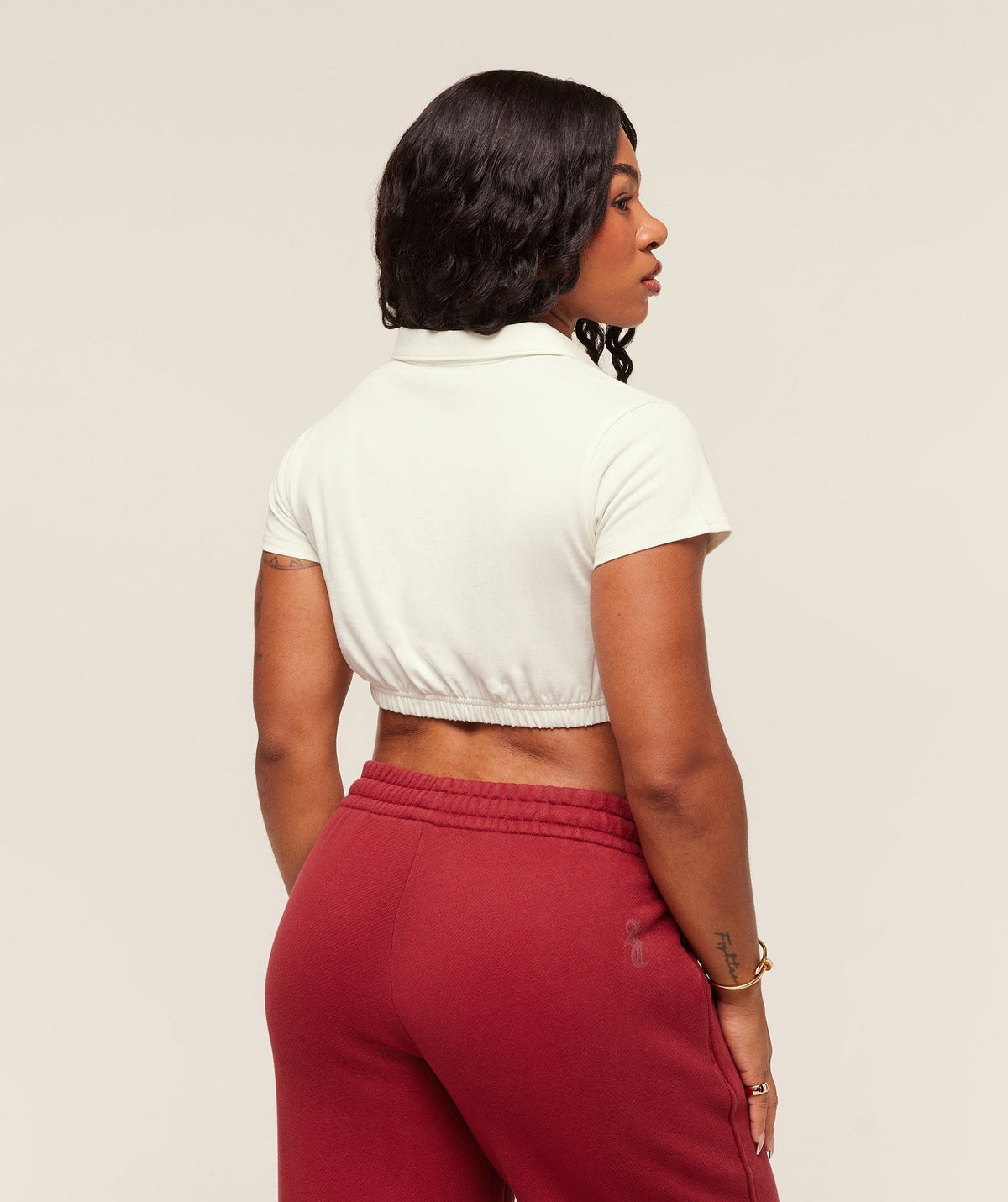 Gymshark x Analis Cropped Polo - Soft White