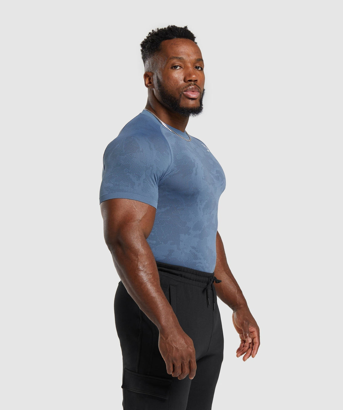Gymshark Geo Seamless Tee - Faded Blue/Titanium Blue