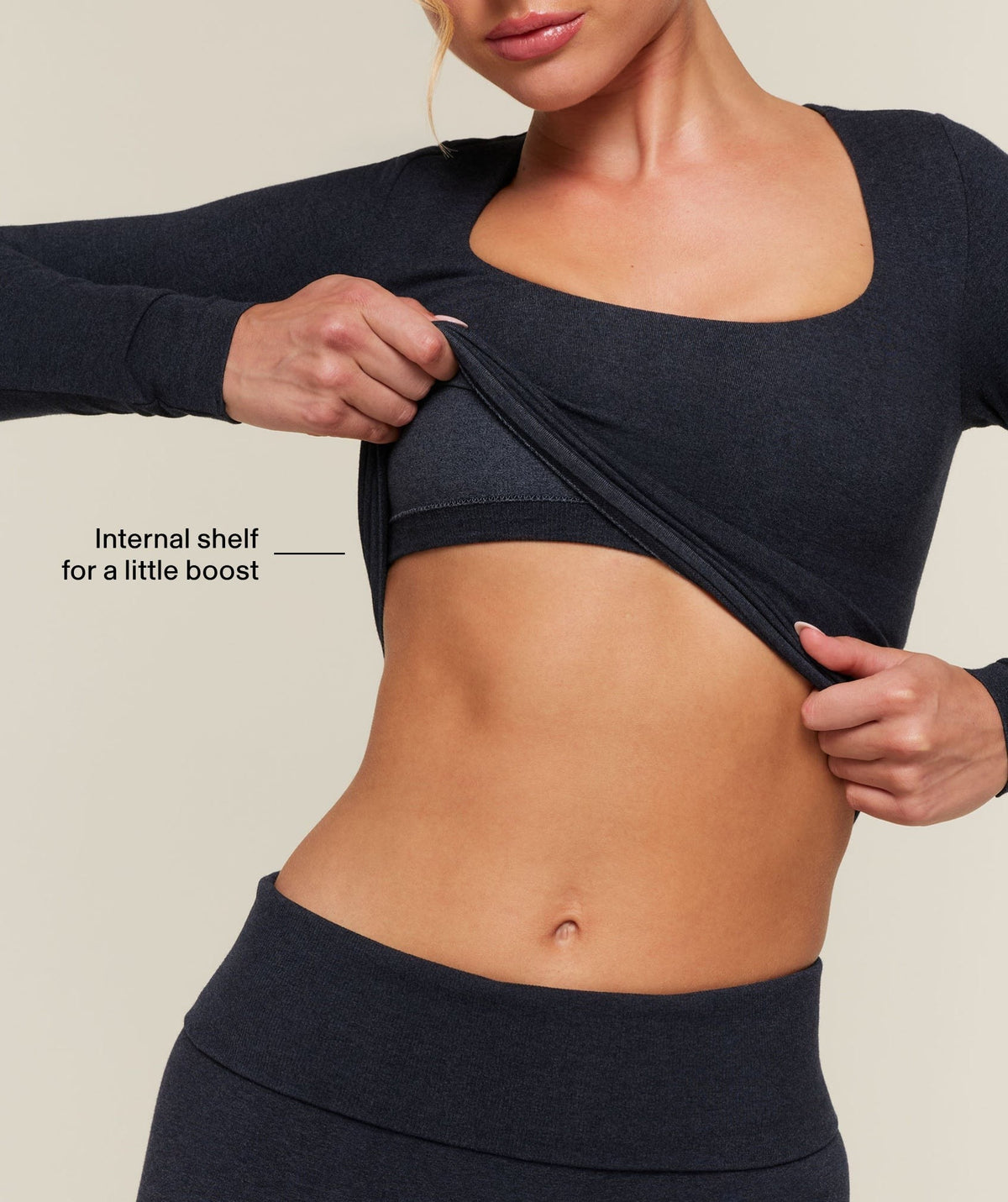 Gymshark CottonMoveTM Midi Long Sleeve Top - Deep Blue Marl