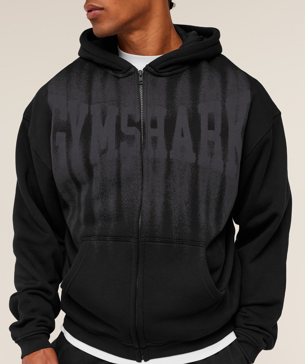 Gymshark Fade Graphic Zip Through Hoodie - Black