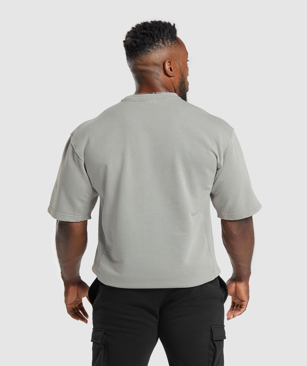 Gymshark Power Washed Short Sleeve Crew - Smokey Grey/Acid Wash Small Ball
