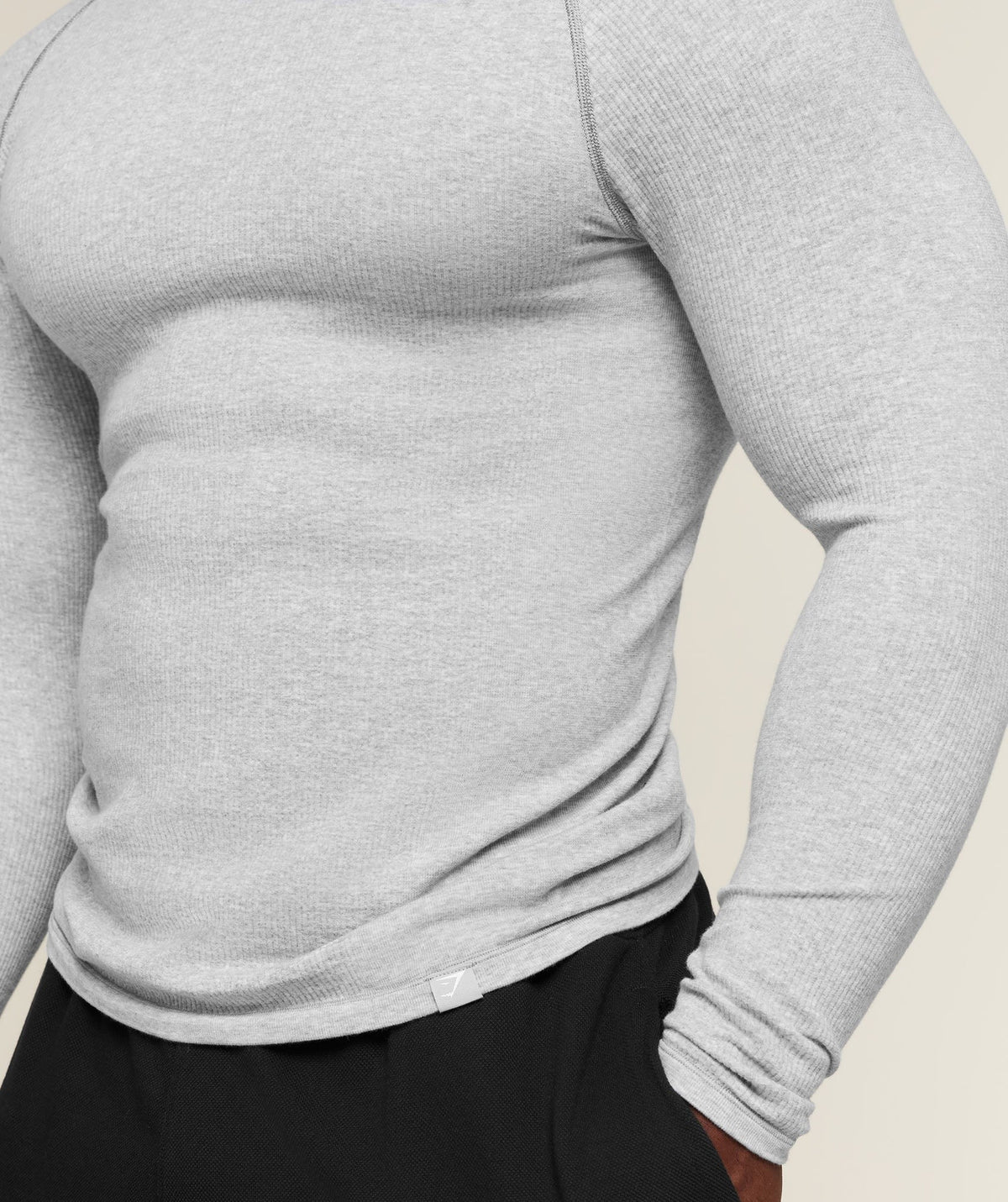 Gymshark Cotton Seamless Long Sleeve Tee - Soft Grey Marl