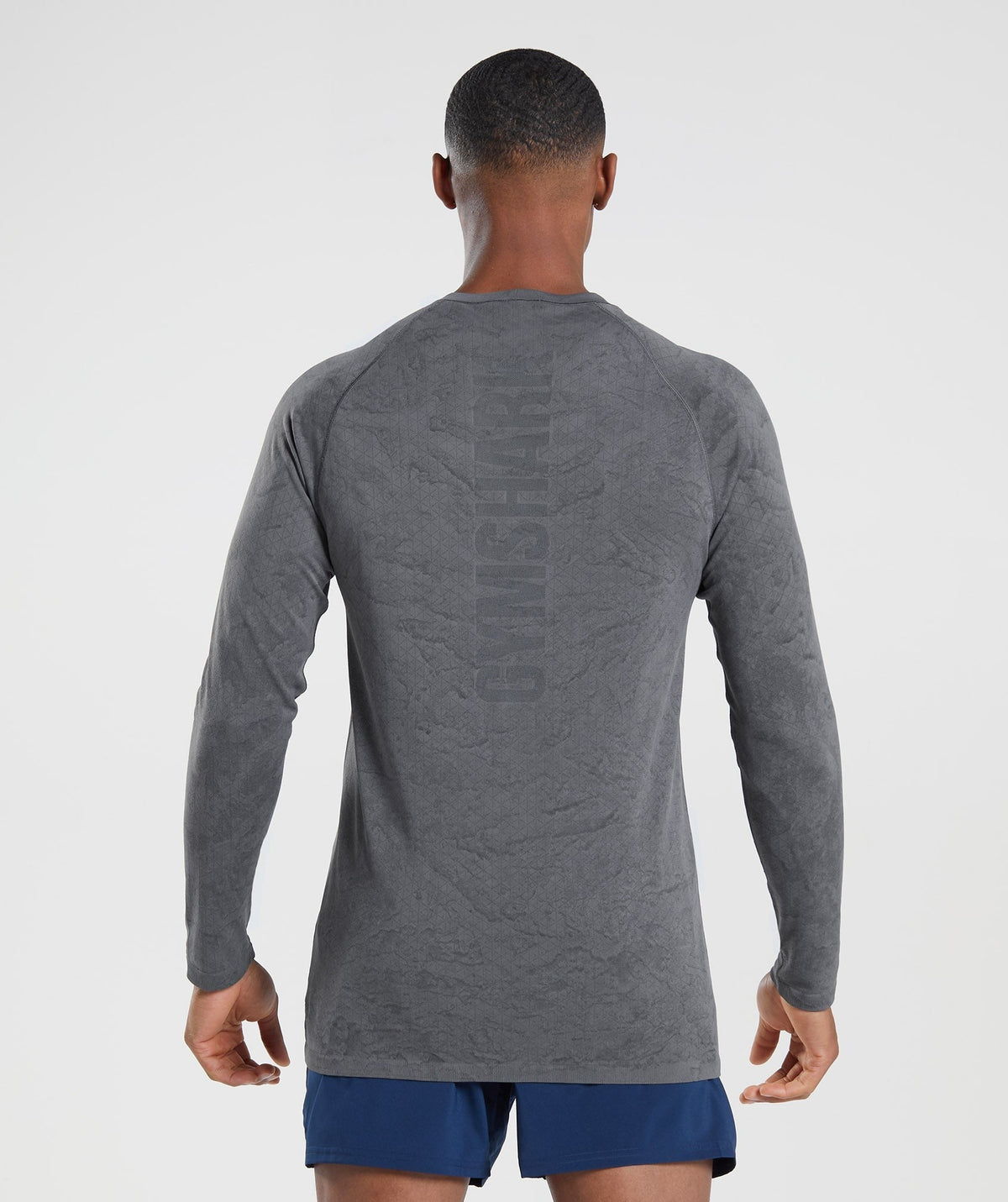 Gymshark Geo Seamless Long Sleeve Tee - Charcoal Grey/Black