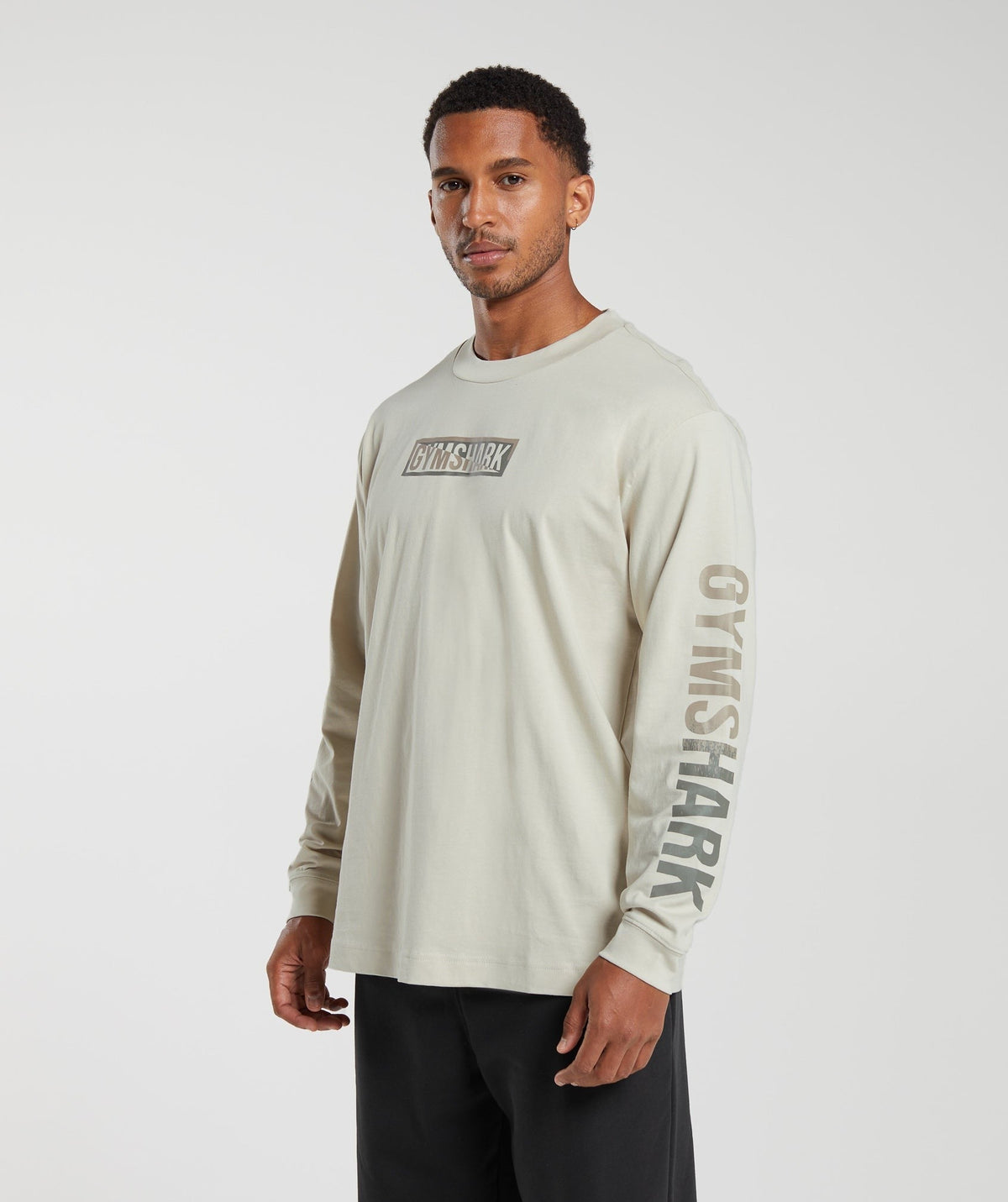 Gymshark Global Graphic Long Sleeve Tee - Pebble Grey