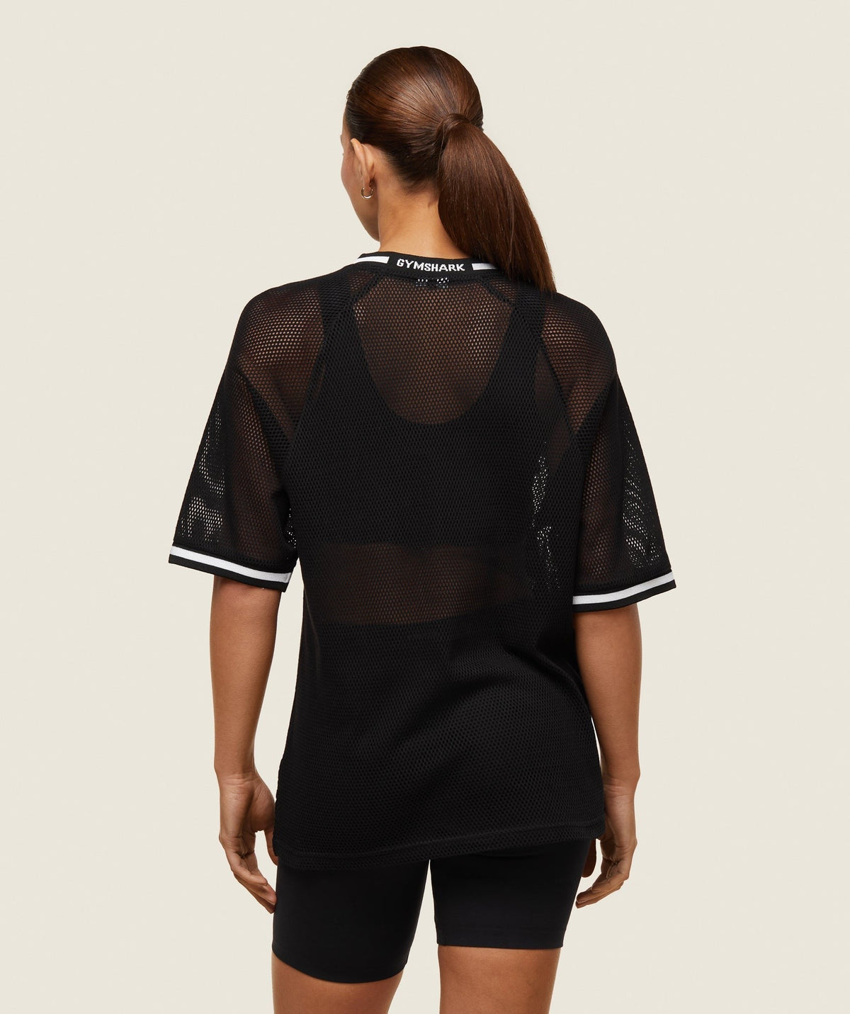 Gymshark Abstract Trend Mesh Tee - Black/Soft White