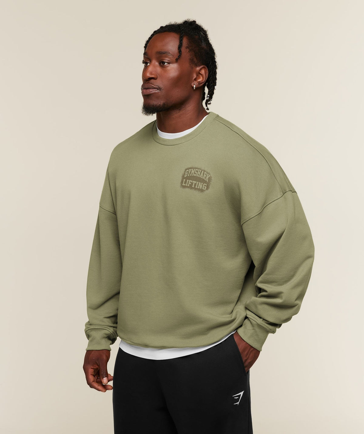 Gymshark Faded Lifting Graphic Sweatshirt - Grounded Green