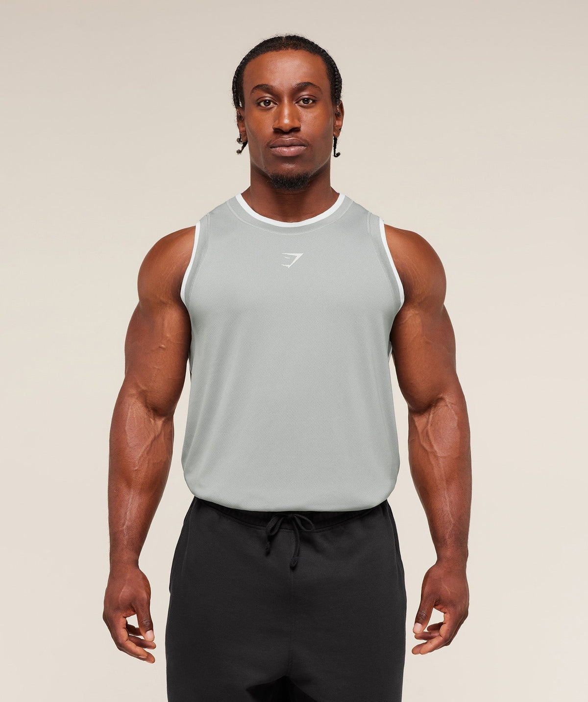 Gymshark Graphic Basketball Mesh Tank - Silver Grey