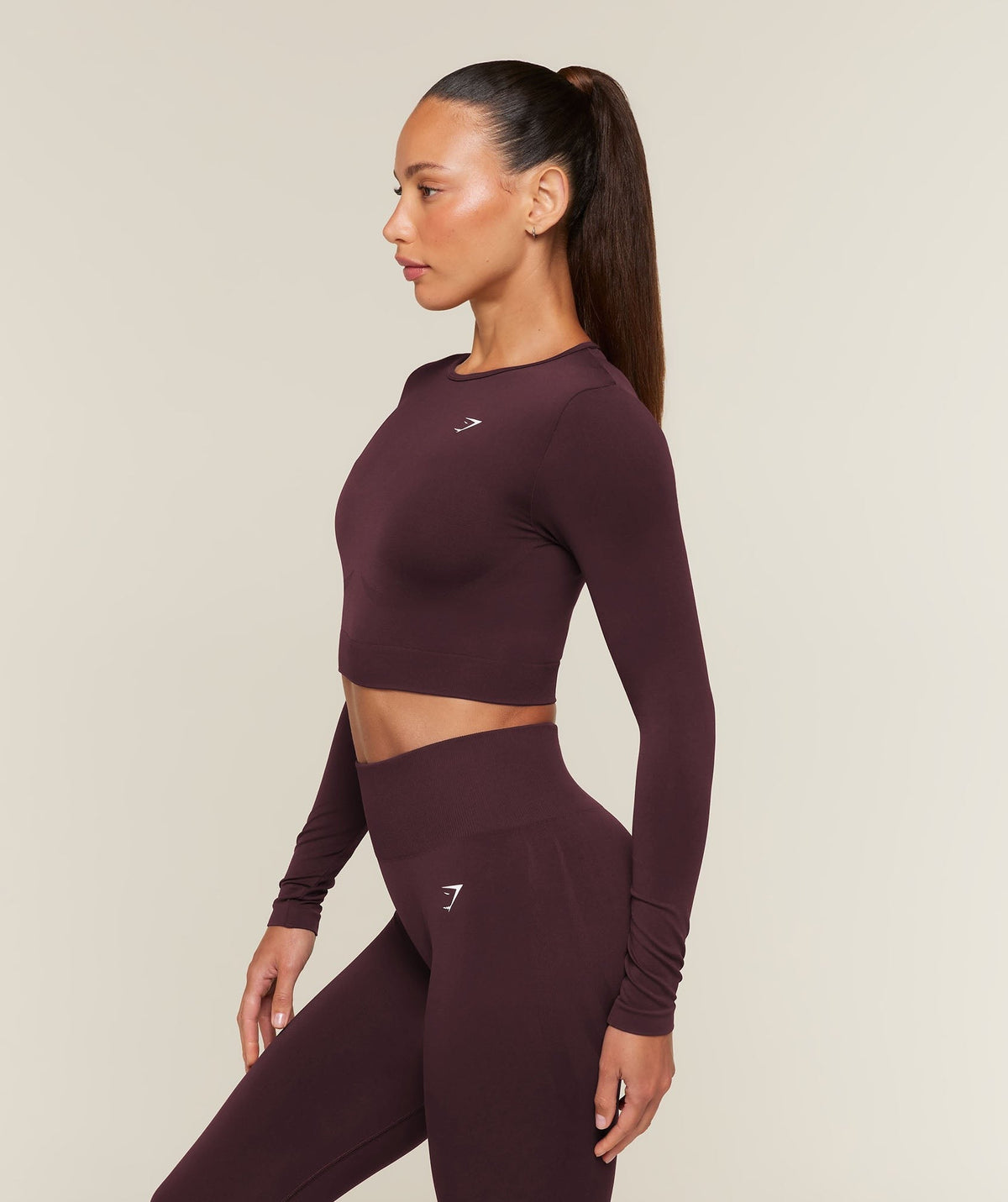 Gymshark Everyday Seamless Long Sleeve Crop Top - Cherry Purple