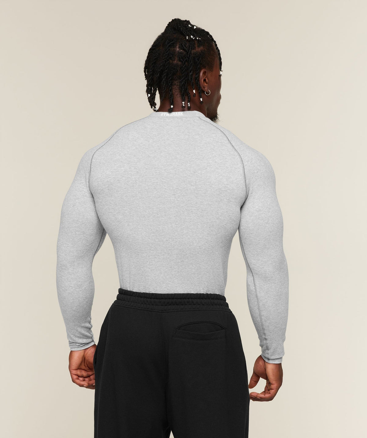 Gymshark Cotton Seamless Long Sleeve Tee - Soft Grey Marl