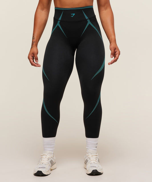 Gymshark Apex Lift Seamless Leggings - Black/Brand Blue