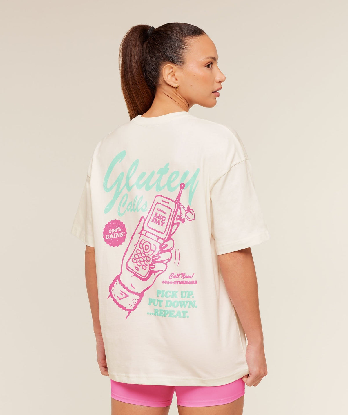 Gymshark Glutey Calls Graphic Tee - Soft White