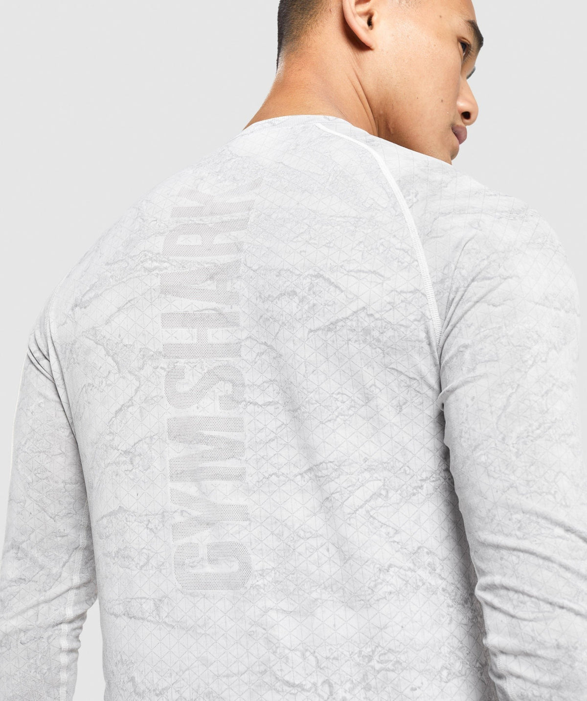 Gymshark Geo Seamless Long Sleeve Tee - Off White/Light Grey