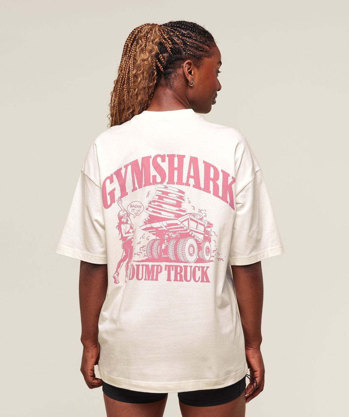 Gymshark Dump Truck Graphic Oversized Tee - Soft White