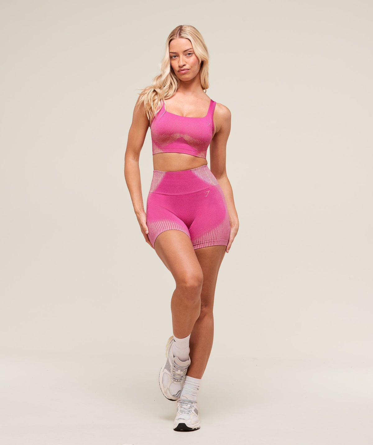 Gymshark Diffuse Seamless Sports Bra - Winning Pink/Refresh Yellow