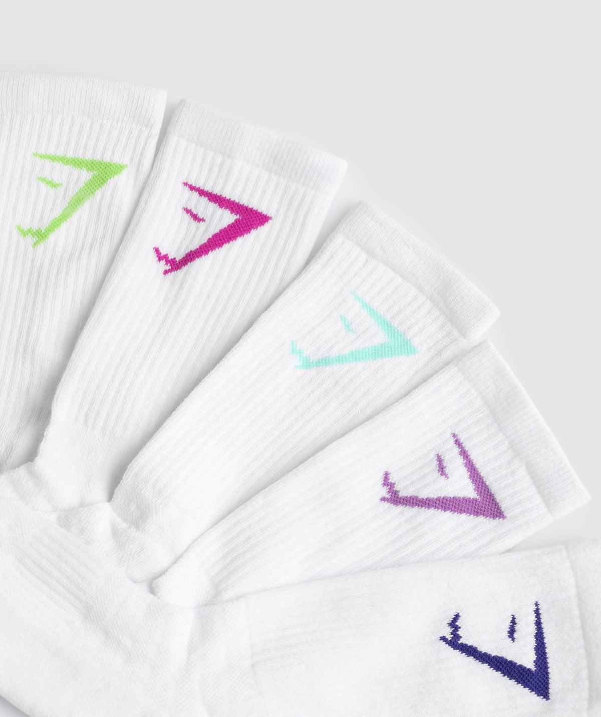 Gymshark Crew Socks 5pk - Active Purple/Cobalt Purple/Energy Gelato Green/Pop Turquoise/Vibrant Pink